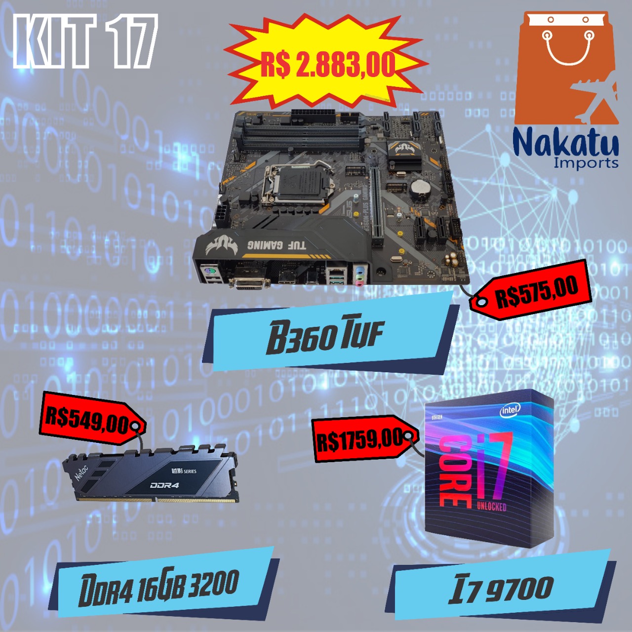 9da3994e-3602-488a-98a8-4bd4253c44a1 Kit 17 9a geração I5-9600k + B360 + ddr4 16 gb Netac (garantia vitalícia) - Imagem 1