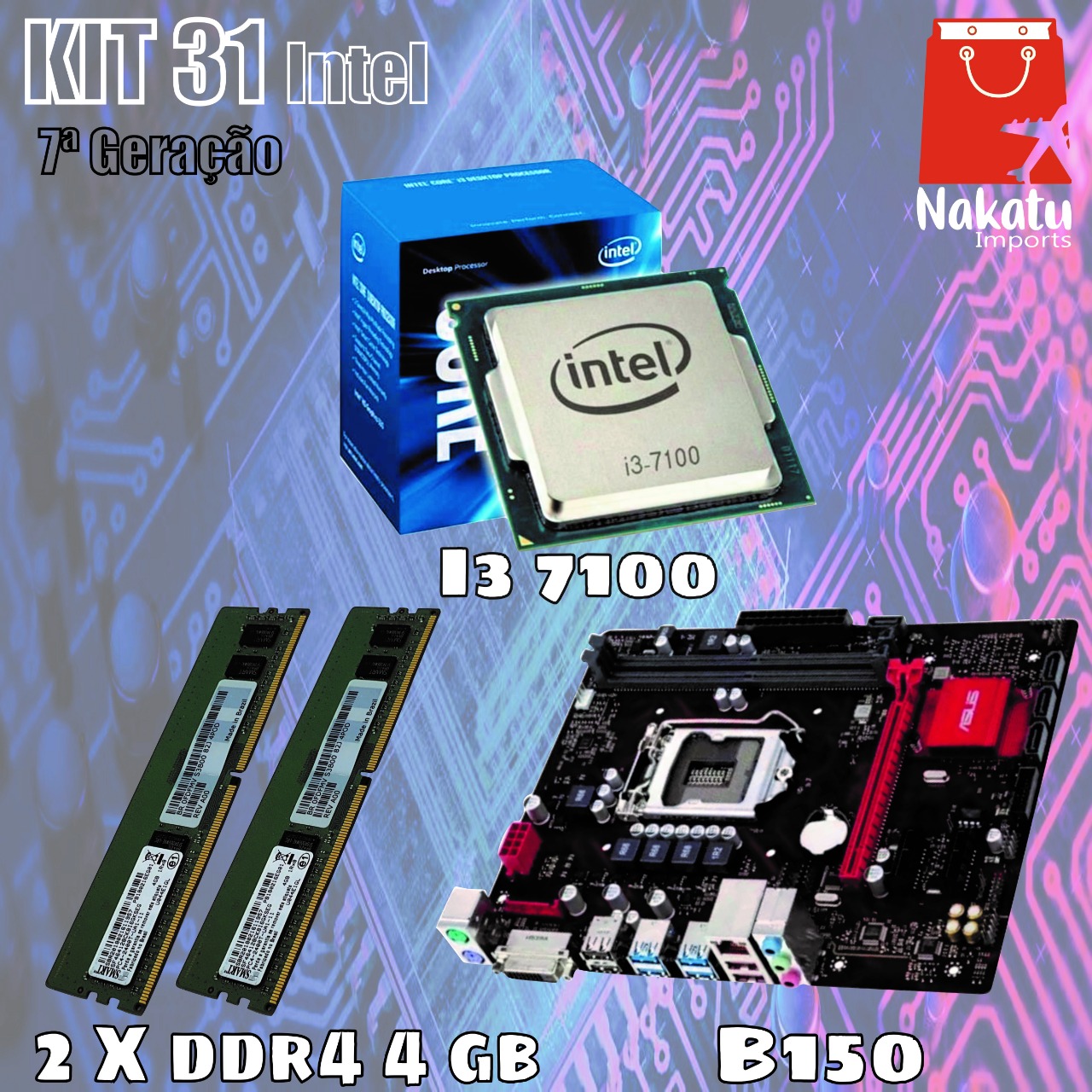 33d573e8-6adb-4b00-818b-b9987a107aca Kit 31 : I3 7100+ B150 +2 X ddr4 4 gb - Imagem 1