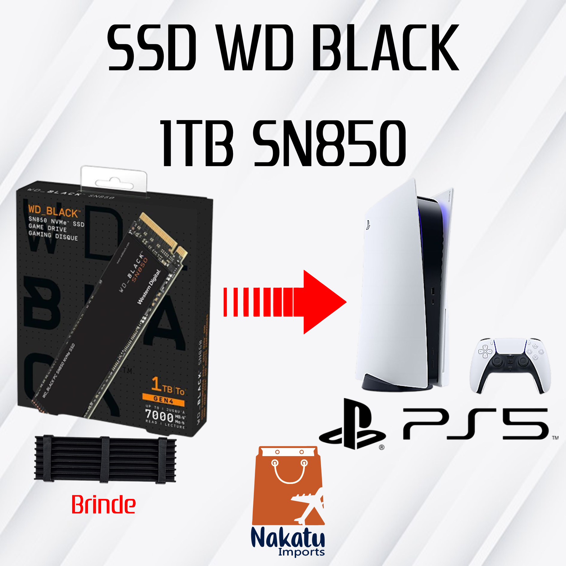 Black ps5 (2) SSD WD BLACK SN850X 1TB VELOCIDADES ATÉ 7000 MBS - Imagem 1