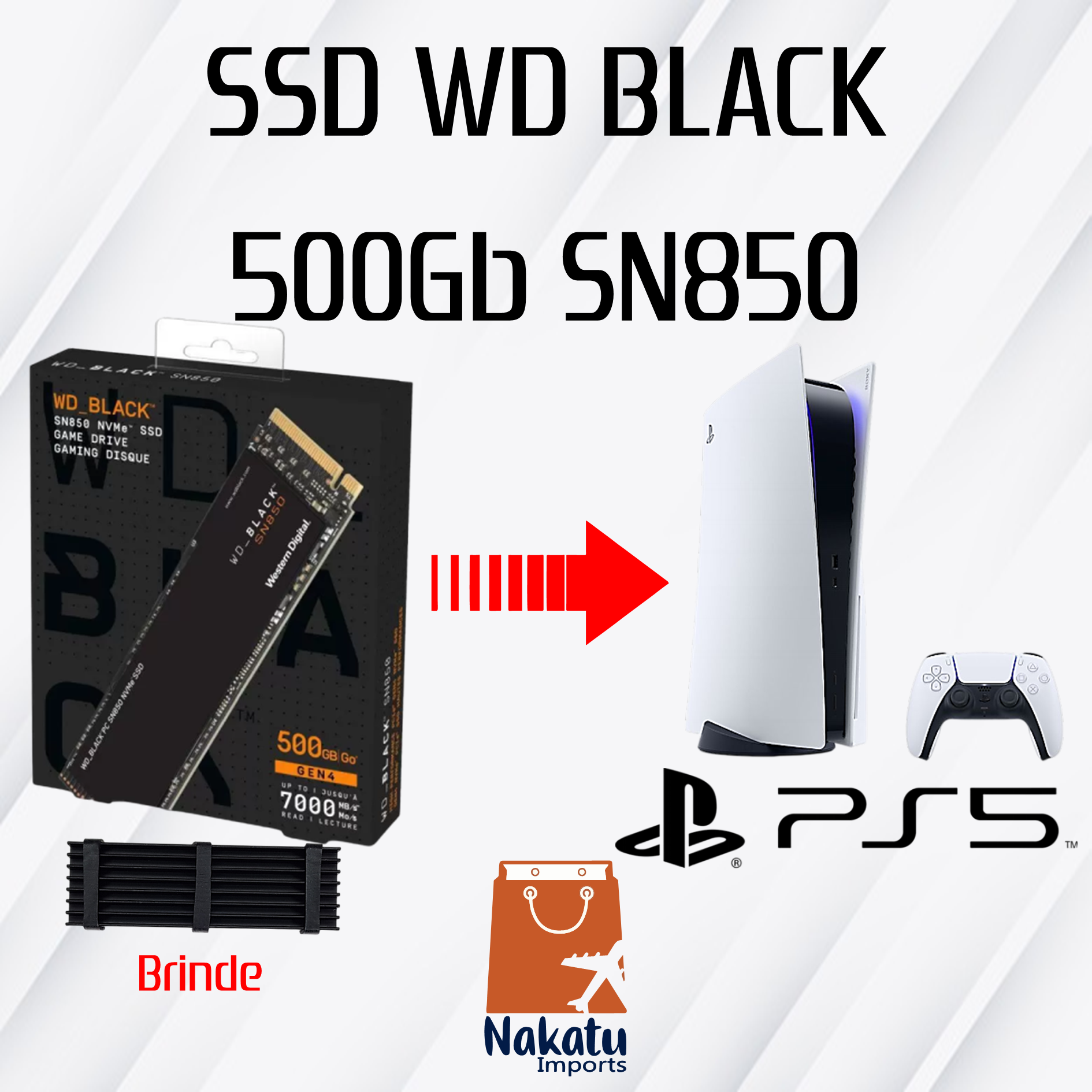 Black ps5 (3) Ssd Wd Black Sn850 500gb M2. Nvme Gen4 7000 Mbs 5 Y Garantia - Imagem 1