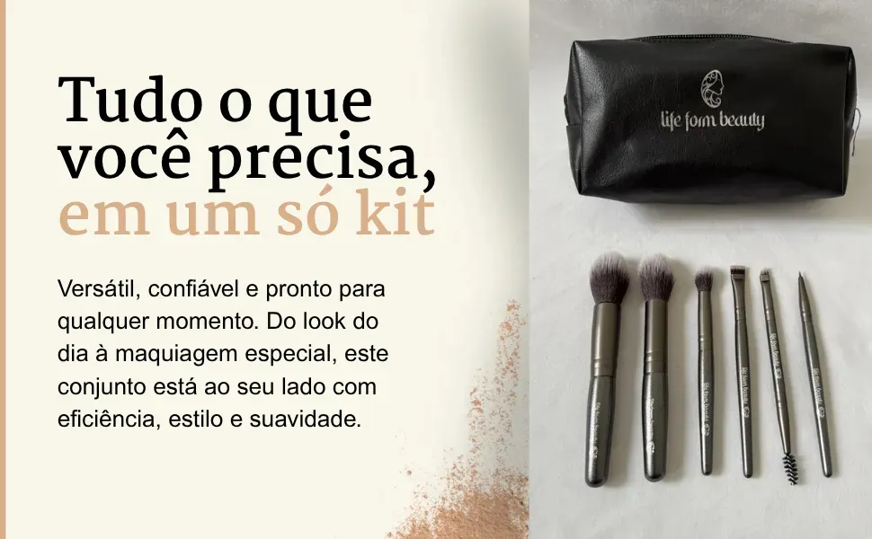 pincel9 Kit London Life Form Beauty Com Necessaire 6 Mini Pincéis - Imagem 3
